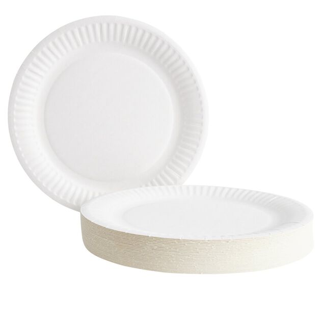 Lot de 50 assiettes en carton blanc &Oslash;18 cm