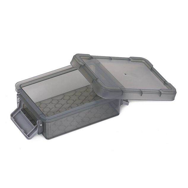 Mini bo&icirc;te en plastique gris fermeture clips 0,20L - Lot de 2