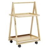 Desserte &agrave; roulettes bambou 2 niveaux 50x38xH78cm