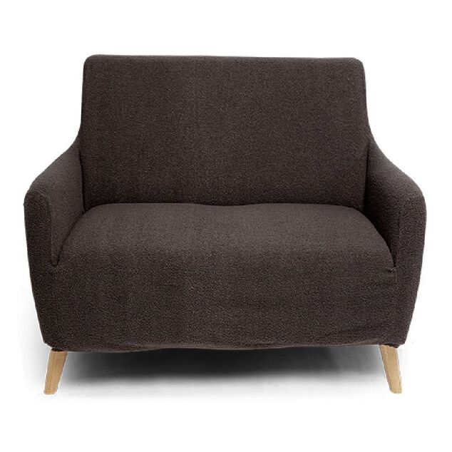 Prot&egrave;ge fauteuil extensible L90-145cm effet laine boucl&eacute;e gris fonc&eacute;