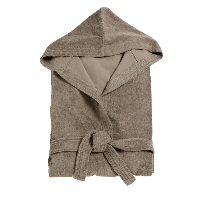 Peignoir avec capuche en coton L120cm - 2 mod&egrave;les marron ou blanc