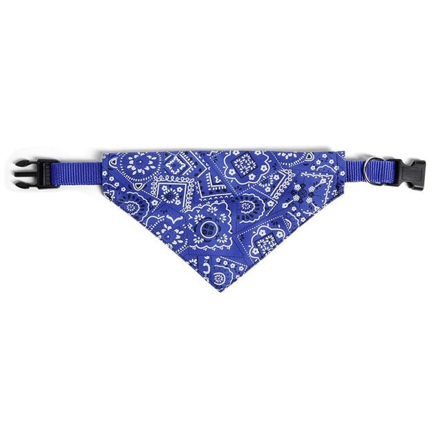 Collier bandana pour chien taille L polyester bleu