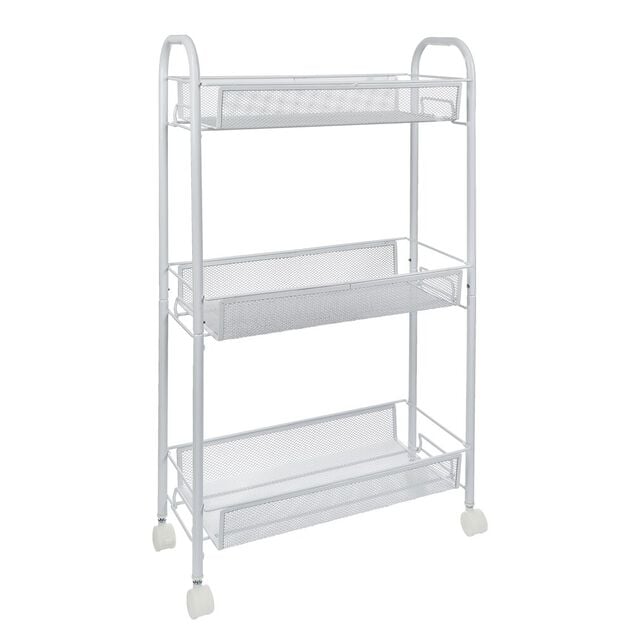 Desserte cuisine 3 niveaux métal blanc