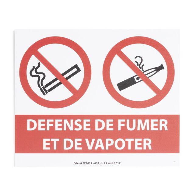 Plaque signal&eacute;tique "D&eacute;fense de fumer et de vapoter" - 24x20 cm