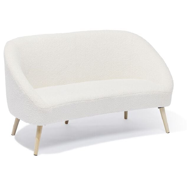 Canap&eacute; Joseph curly effet laine boucl&eacute;e blanc  - L137xP69xH79 d