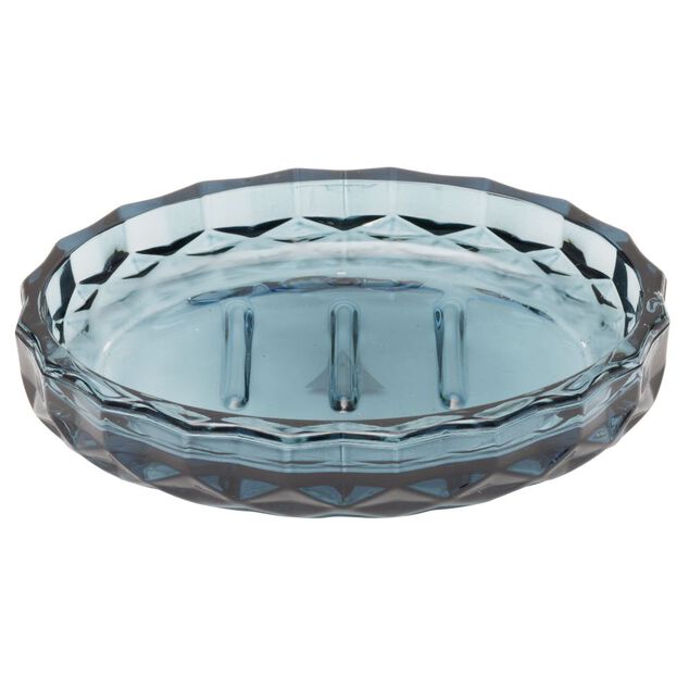 Porte-savon en verre effet cristallin bleu 12x8xH2,5cm