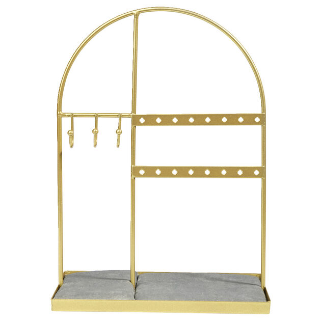 Porte-bijoux velours et métal doré ou noir 18x10xH25cm (2 modèles)