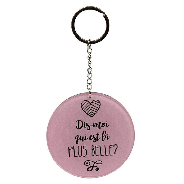 Porte cl&eacute; miroir avec inscription message