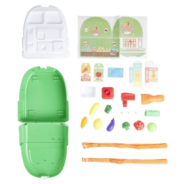 Sac à dos jouet enfant marchand supermarché 22 pièces
