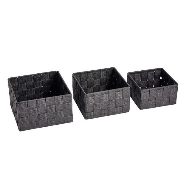 Lot de 3 pani&egrave;res tress&eacute;es 3 tailles - 2 mod&egrave;les gris clair ou fonc&eacute;