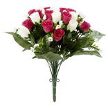 Piquet rose bouton H35 cm rose - Fleur artificielle 42 t&ecirc;tes