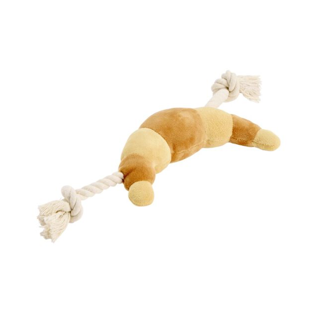 Jouet pour chien peluche croissant et corde marron et beige L44cm