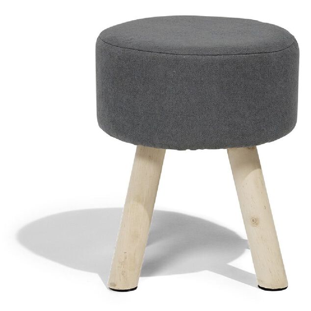 Pouf Ga&euml;lle polyester gris &Oslash;32xH38cm