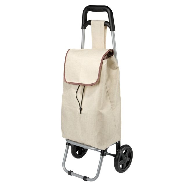 Chariot de course 25L &agrave; roulettes beige