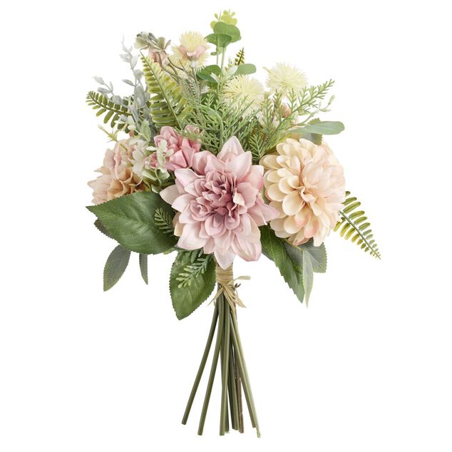 Bouquet floral dalhia foug&egrave;re tons rose orange &Oslash;22xH40cm