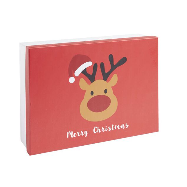 Lot de 3 boîtes cadeaux rectangulaires à empiler décor Noël 3 tailles