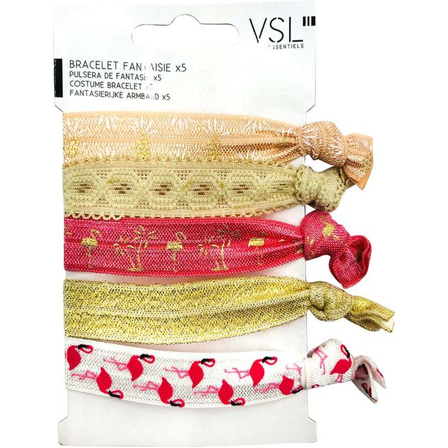 Bracelet tissu fantaisie x5