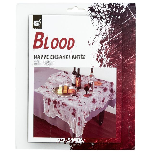 Nappe rectangulaire Halloween papier ensanglant&eacute;e