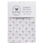 Coupon tissu imprim&eacute; Blossom 70x100cm coton blanc et rouge