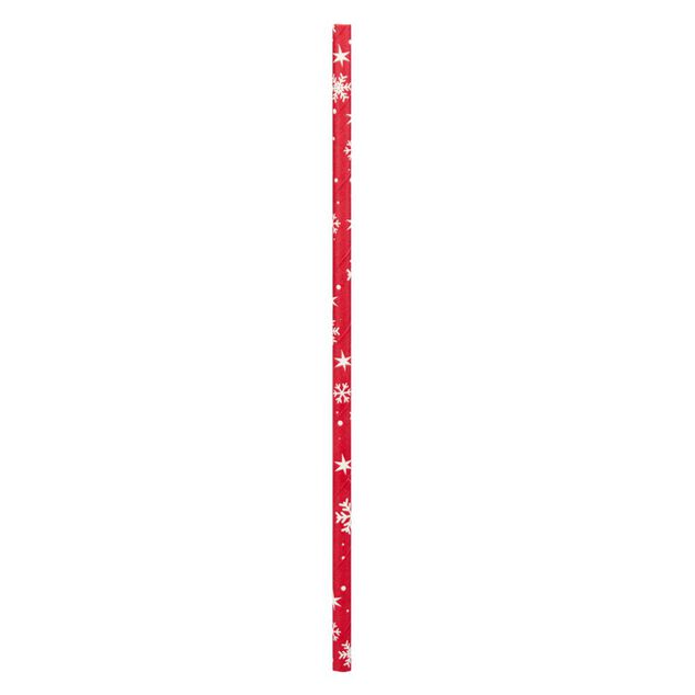 Paille papier X15 pcs imprim&eacute; No&euml;l H20 cm rouge