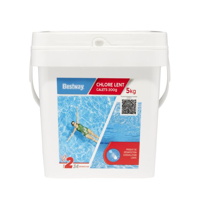 Chlore lent piscine 5kg galet 200gr