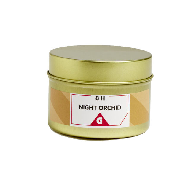 Bougie dans pot métal noir - Orchidée nocture