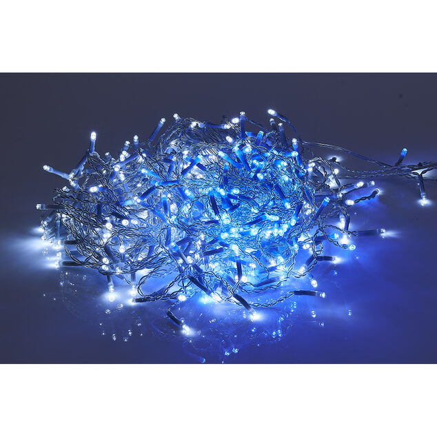 Guirlande bordure de toit 400 LED bleu et blanc froid L.14,8 m