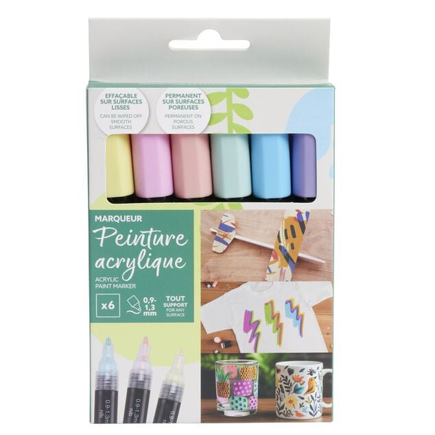 Marqueur permanent x6 peinture acrylique pastel