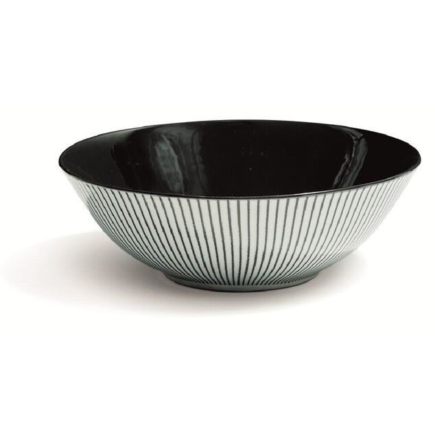 Assiette creuse en porcelaine décor rayures soleil