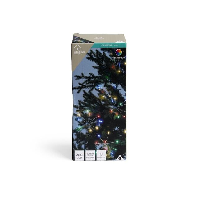 Guirlande lumineuse intérieur effet feu d'artifice 280LED multicolores 6,75m