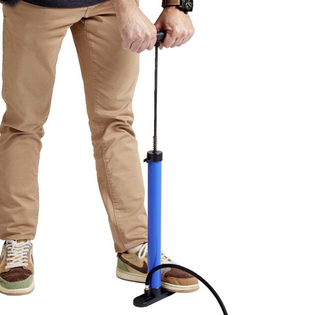Pompe à vélo manuel bleu H45cm