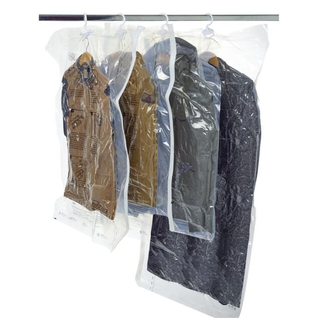 Housse vide air &agrave; suspendre 70x105cm x3 et 70x150cm x1 avec cintre int&eacute;gr&eacute;