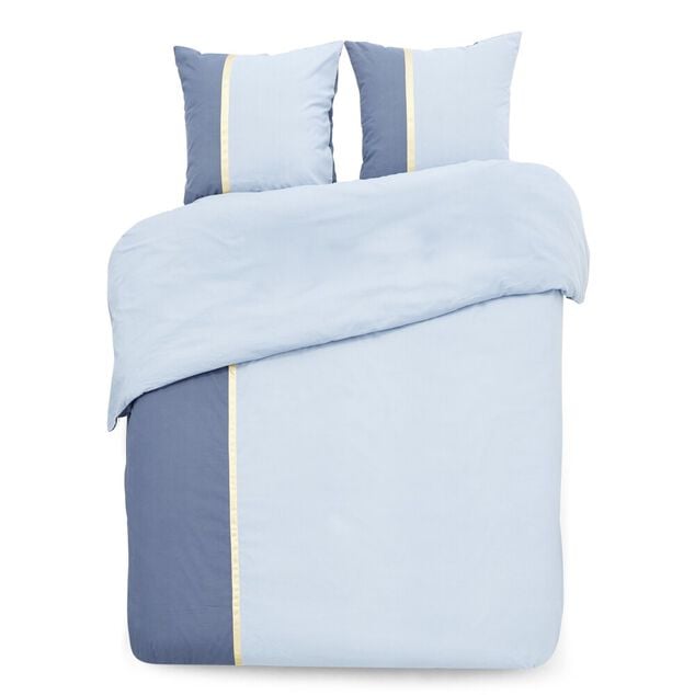 Parure de lit 2 personnes 240x220cm r&eacute;versible bleu clair et fonc&eacute;