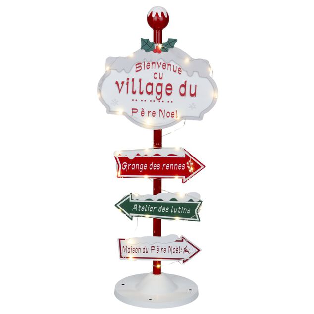 Pancarte de No&euml;l d&eacute;corative lumineuse 32LED solaire H93cm