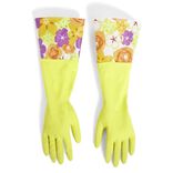 Gants de ménage motifs fleurs taille L jaune