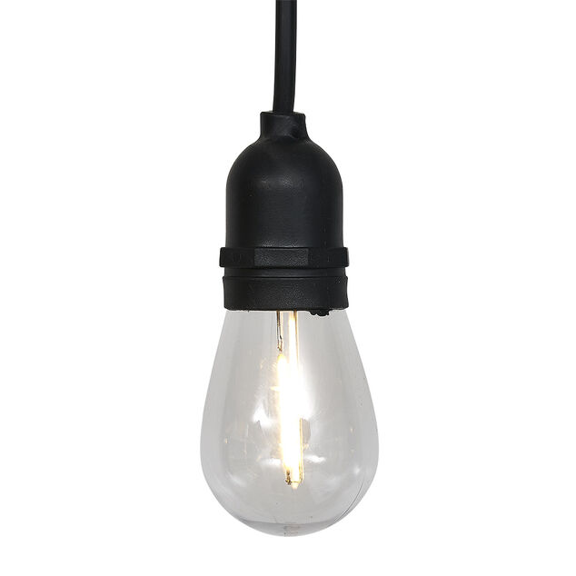 Guirlande solaire guinguette forme ampoule 15LED blanc chaud 12,6 m