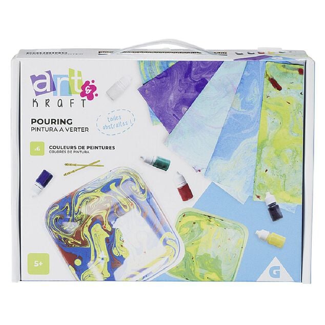 Jeu cr&eacute;atif Pouring - peinture toile abstraite