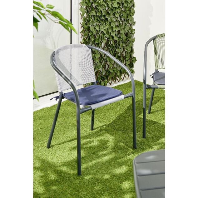 Lot de 4 galettes de chaise 38x38cm polyester bleu