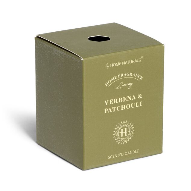 Bougie senteur verveine patchouli dans pot en verre &Oslash;6,4xH7,9cm vert