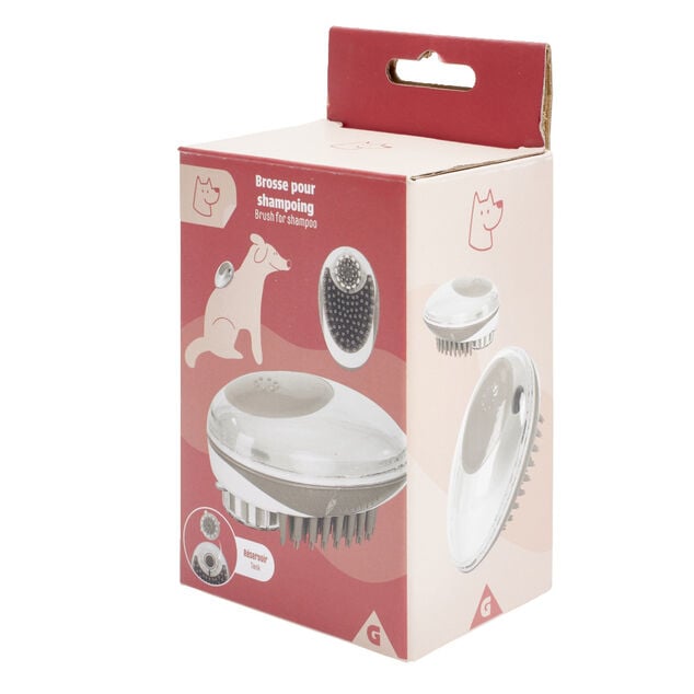 Brosse animal avec r&eacute;servoir shampooing