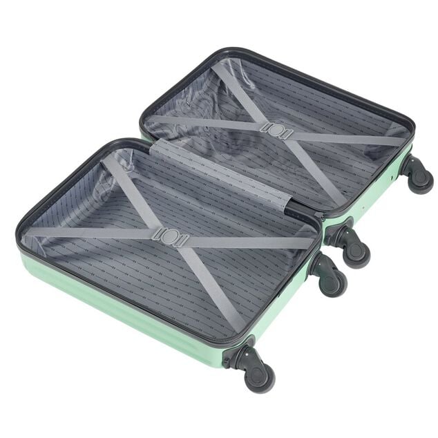 Valise cabine 26L lowcost trolley 4 roulettes amovibles plastique ABS vert