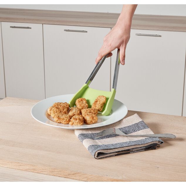 Pince spatule 2 en 1 inox silicone vert