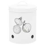 Bo&icirc;te de conservation pour oignon en m&eacute;tal blanc