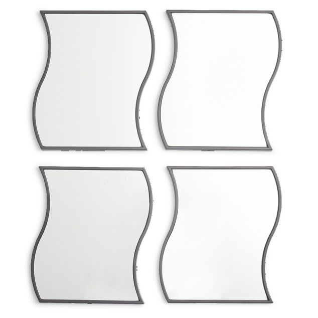 Lot de 4 miroirs forme vague 16,5x19,8cm