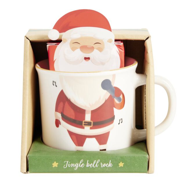 Coffret mug Noël 330ml motif mignon avec biscuits (3 modèles)