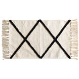 Tapis rectangulaire beige tufté noir 50x80cm