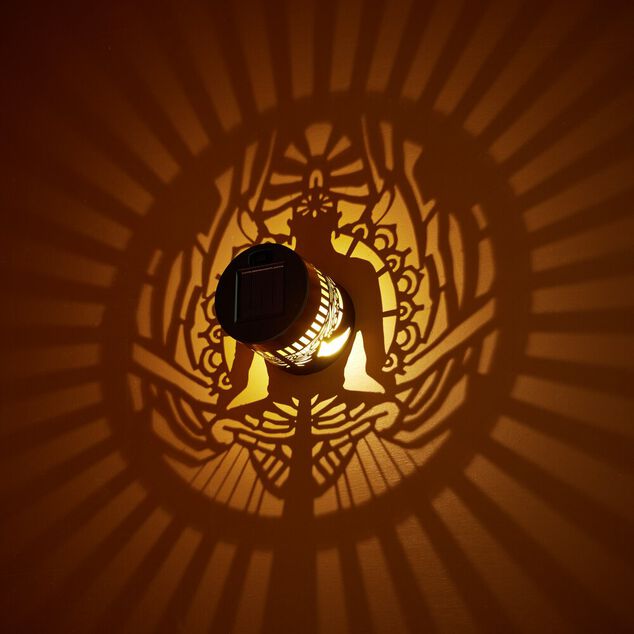 Lampe solaire photophore noir et doré Ø8,5xH8,5cm