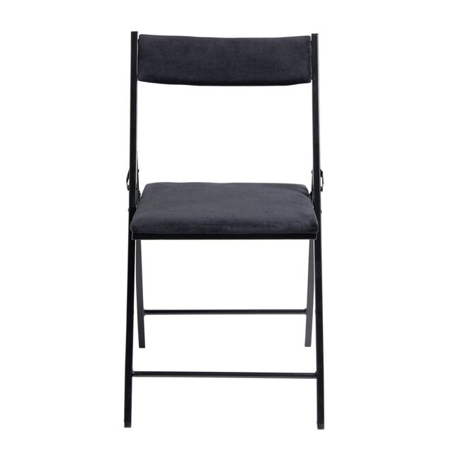 Chaise pliante Ninon m&eacute;tal et velours noire L43xP47xH78,5cm