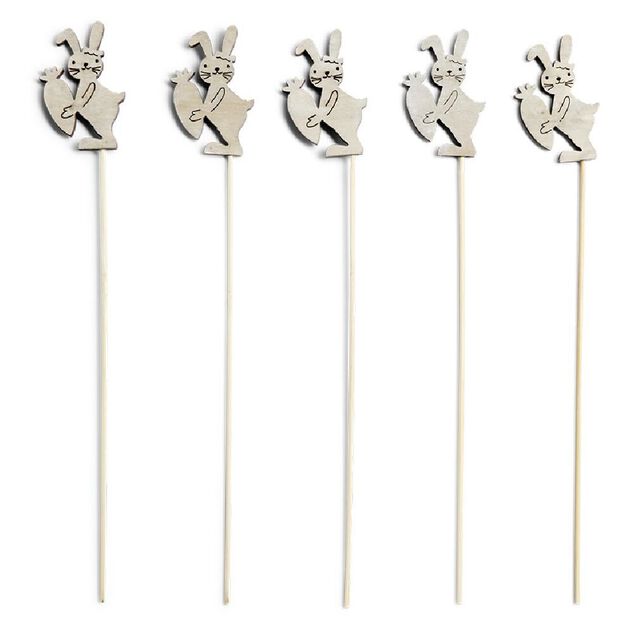 Lot de 5 pics en bois th&egrave;me P&acirc;ques