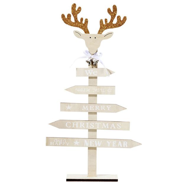 Sapin de No&euml;l en bois &agrave; poser direction (2 mod&egrave;les)